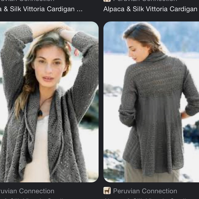 Peruvian Connection Vittoria Alpaca & Silk Lace Cardigan Sweater Gray Small Euc